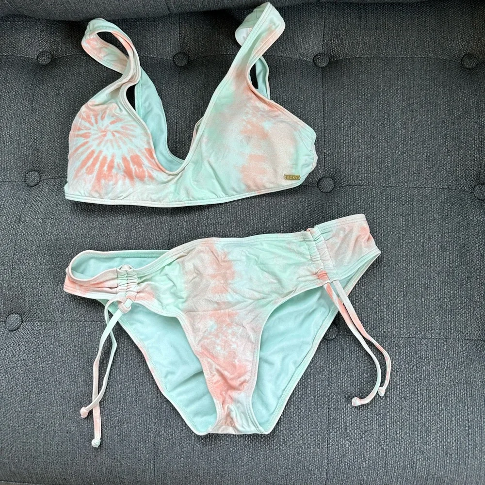 Roxy Tie-Dye Bikini in Mint and Coral - Picture 1 of 6